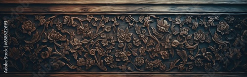 A banner showing an artistically carved wood plate with intricate details and different ornaments to give a feeling of luxury and melancholy