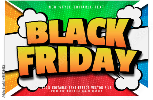 black friday editable text effect emboss comic style