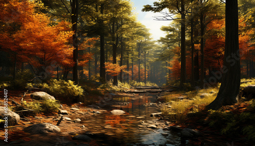 Automn tree forest dense photorealistic hyperrealism, generative ai © Khang Kano