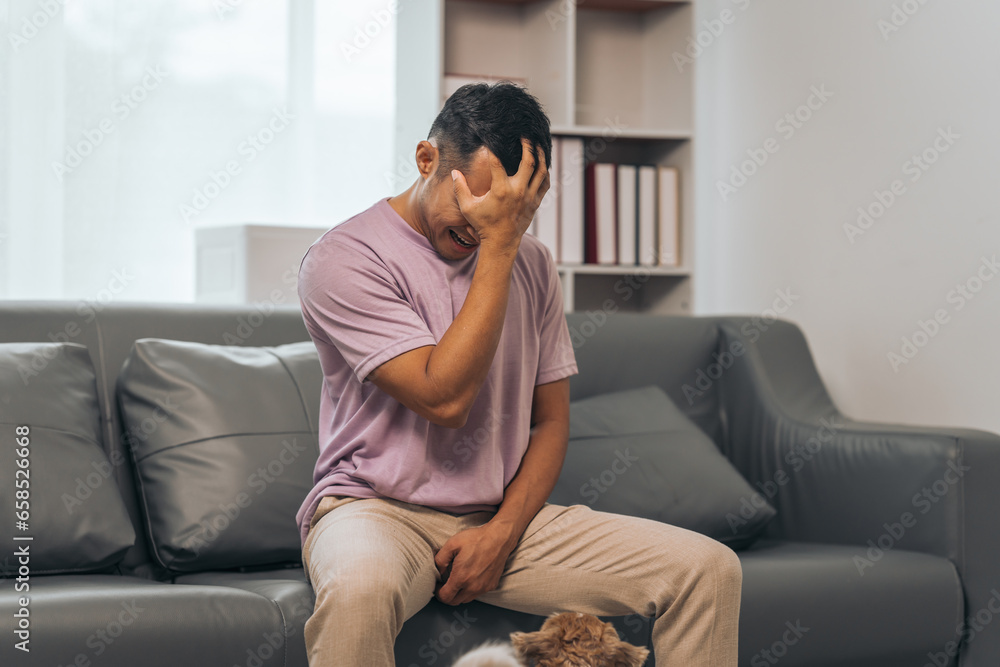 Prostate cancer and men's health, Middle-aged Asian Indian man grappling with testicular discomfort. Vivid portrayal of male health challenges, urging awareness and timely medical consultations. Prostate cancer and men's health, Middle-aged Asian Indian man grappling with testicular discomfort. Vivid portrayal of male health challenges, urging awareness and timely medical consultations.