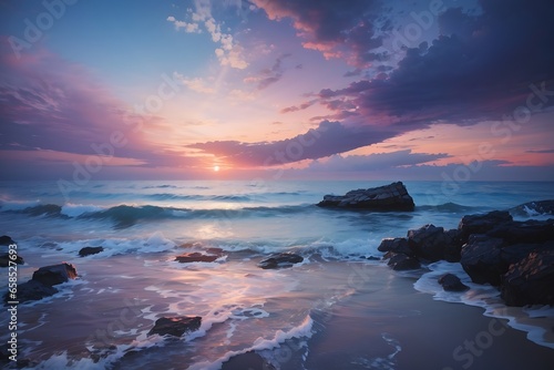 Beautiful twilight sky and seascape. rock © ET