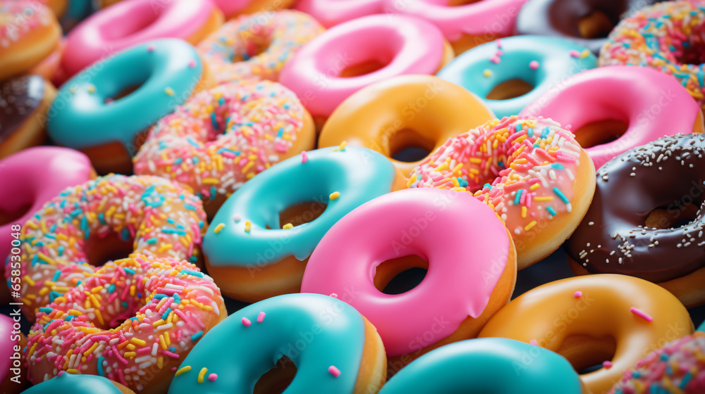 Delicious Background of Colorful Donuts