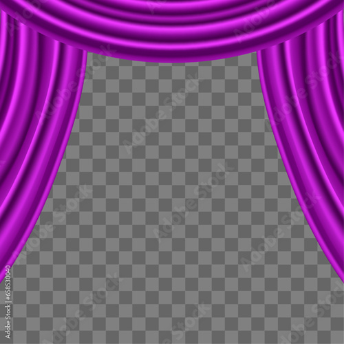 Vector purple curtains with transparent background