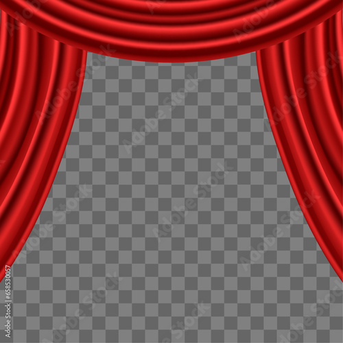 Vector red curtains with transparent background