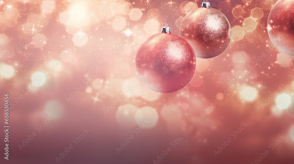 three red christmas ornaments hanging from a string on a string. generative ai three red christmas ornaments hanging from a string on a string. generative ai
