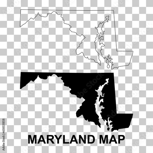 Set of Maryland map, united states of america. Flat concept icon vector illustration