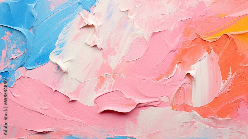 Fototapeta premium Chintzy Oil Paint Texture Blooms on a Timeless White Background