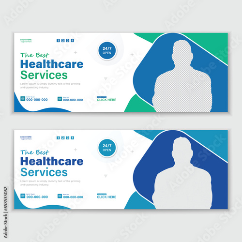 Medical Healthcare, Web Banner Cover Design, Template Design For Social Media Posts