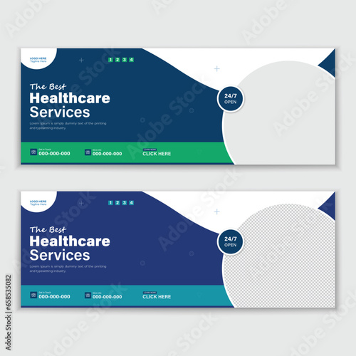 Medical Healthcare, Web Banner Cover Design, Template Design For Social Media Posts