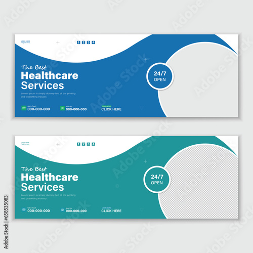 Medical Healthcare, Web Banner Cover Design, Template Design For Social Media Posts