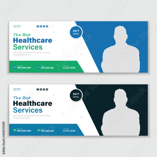 Medical Healthcare, Web Banner Cover Design, Template Design For Social Media Posts