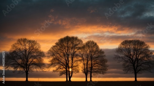 Photography Tips  Low-Light Tree Silhouettes in Autumn Dusk  Generative AI