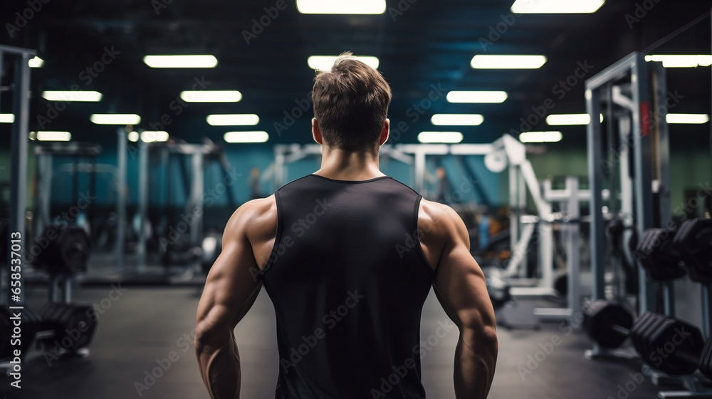 Sportif, qui entre dans sa salle de sport, fitness pour activité Sportif, qui entre dans sa salle de sport, fitness pour activité