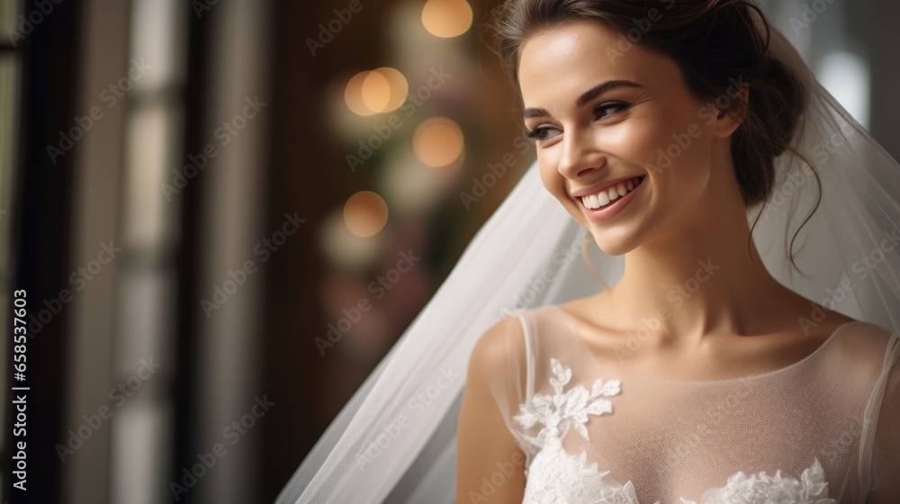 Portrait of a beautiful bride. Female beauty, relationships, wedding ceremony.