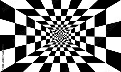 black and white optical illusion checked background