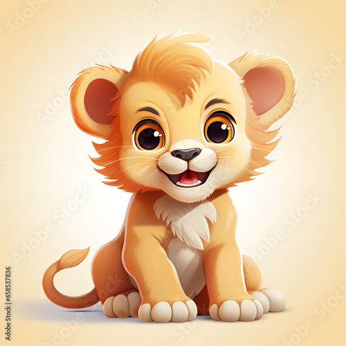 Cute baby lion cartoon illustration photo