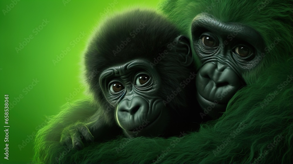 a couple of gorillas that are sitting next to each other. generative ai a couple of gorillas that are sitting next to each other. generative ai