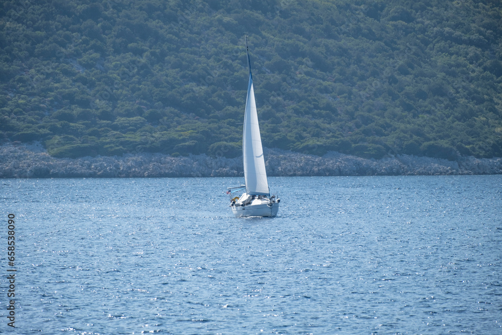 Obraz premium Sailing Yacth on the Coast of Aegean Sea