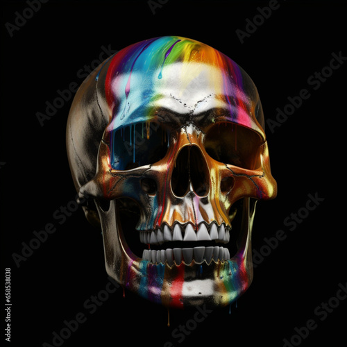futurystyczna czaszka człowieka w kolorach tęczy © siwyk
