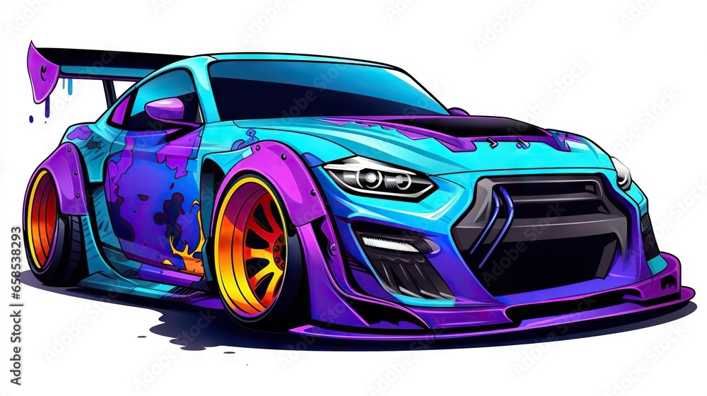 a colorful car with a paint splattered paint job. generative ai a colorful car with a paint splattered paint job. generative ai