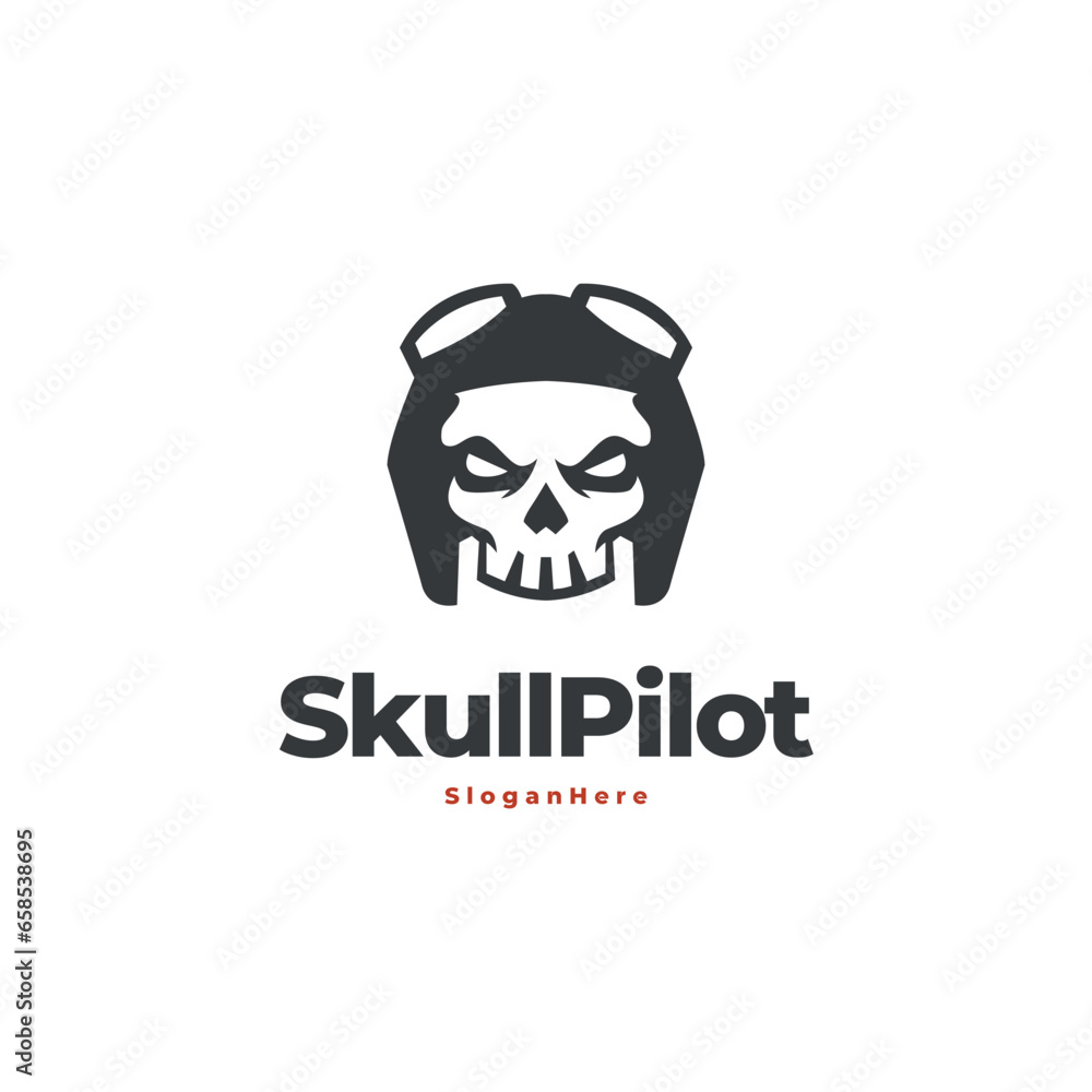 Skull pilot logo vector