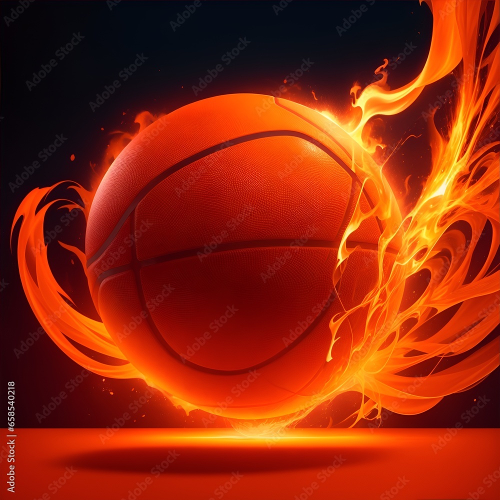 Fototapeta premium basketball ball on fire