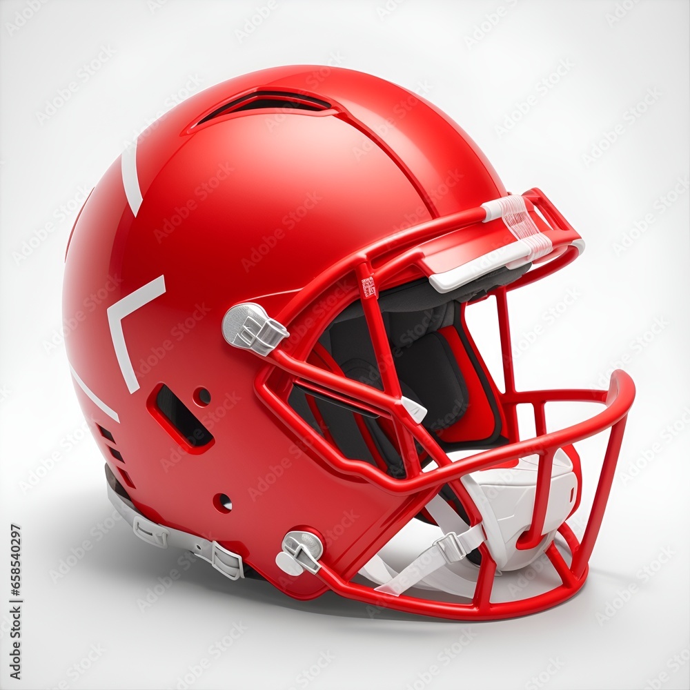 Fototapeta premium red football helmet isolated on white background