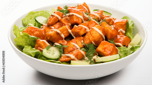 Delicious Buffalo Chicken Salad Isolated on a White background
