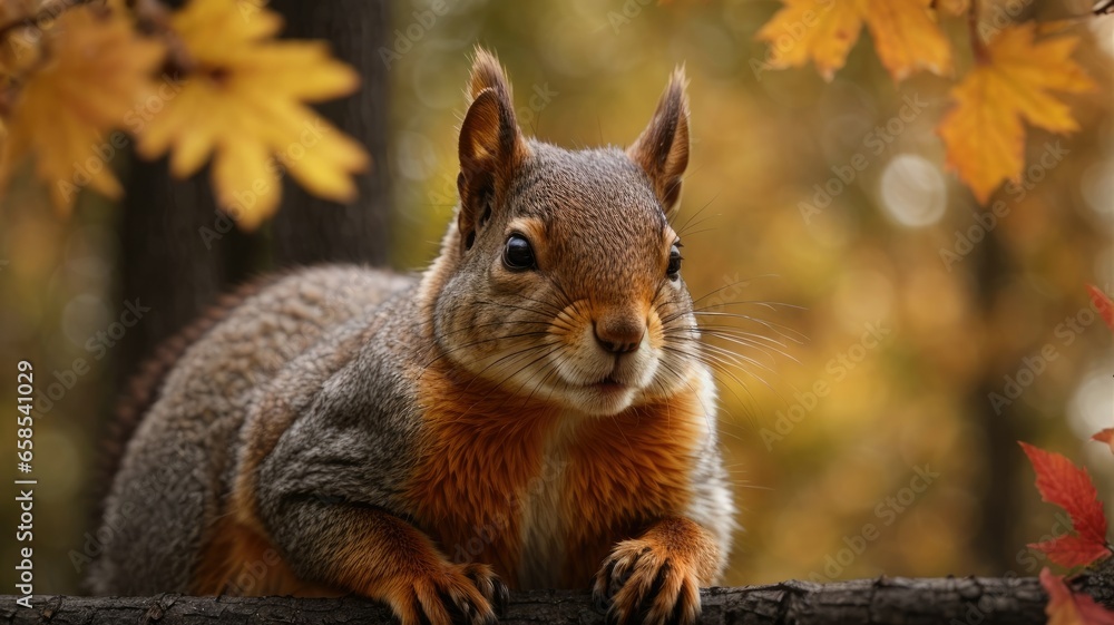 Squirrel in Autumn Foliage: A Perfect Nature Shot, Generative AI Squirrel in Autumn Foliage: A Perfect Nature Shot, Generative AI
