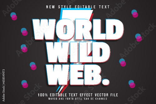world wild web editable text effect emboss modern style