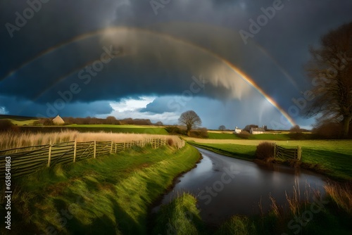 rainbow over lake