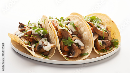 Delicious Grilled Mushroom Tacos Isolated on a White background