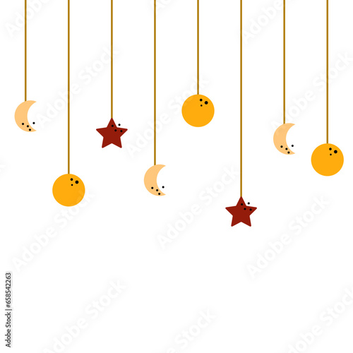 Moon Crescent And Star Dangling