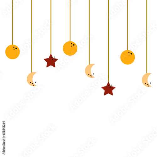 Moon Crescent And Star Dangling
