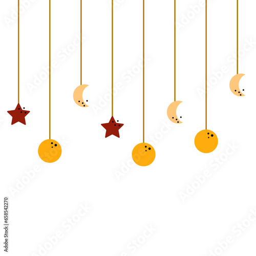 Moon Crescent And Star Dangling