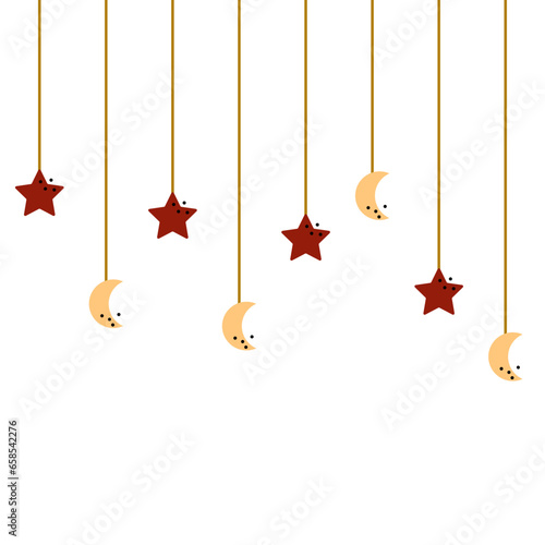 Moon Crescent And Star Dangling