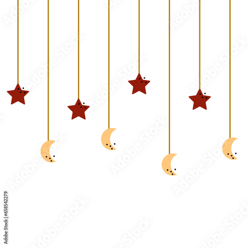 Moon Crescent And Star Dangling