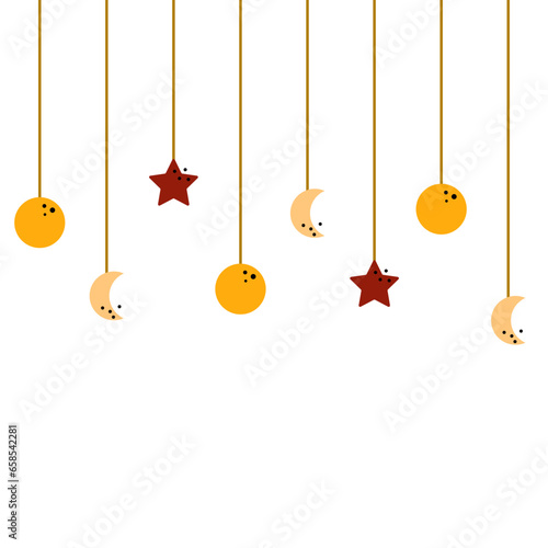 Moon Crescent And Star Dangling