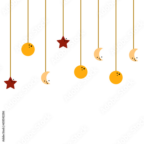 Moon Crescent And Star Dangling