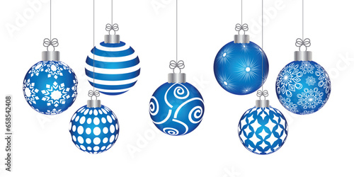 Set of Christmas decorations in different patterns with metallic shine suitable for posters cards