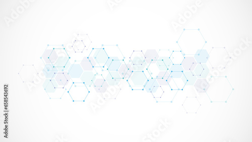 Illustration of hexagons pattern. Geometric abstract background with simple hexagonal elements. Creative idea for medical, technology or science design