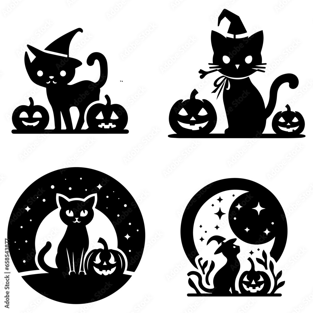 ghost Halloween vector silhouette full black color white background
