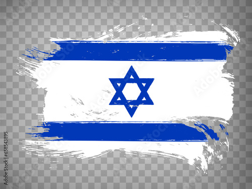 Flag of Israel brush stroke background.  Flag State of Israel on transparent backrgound for your web site design, app, UI.  Stock vector. EPS10.