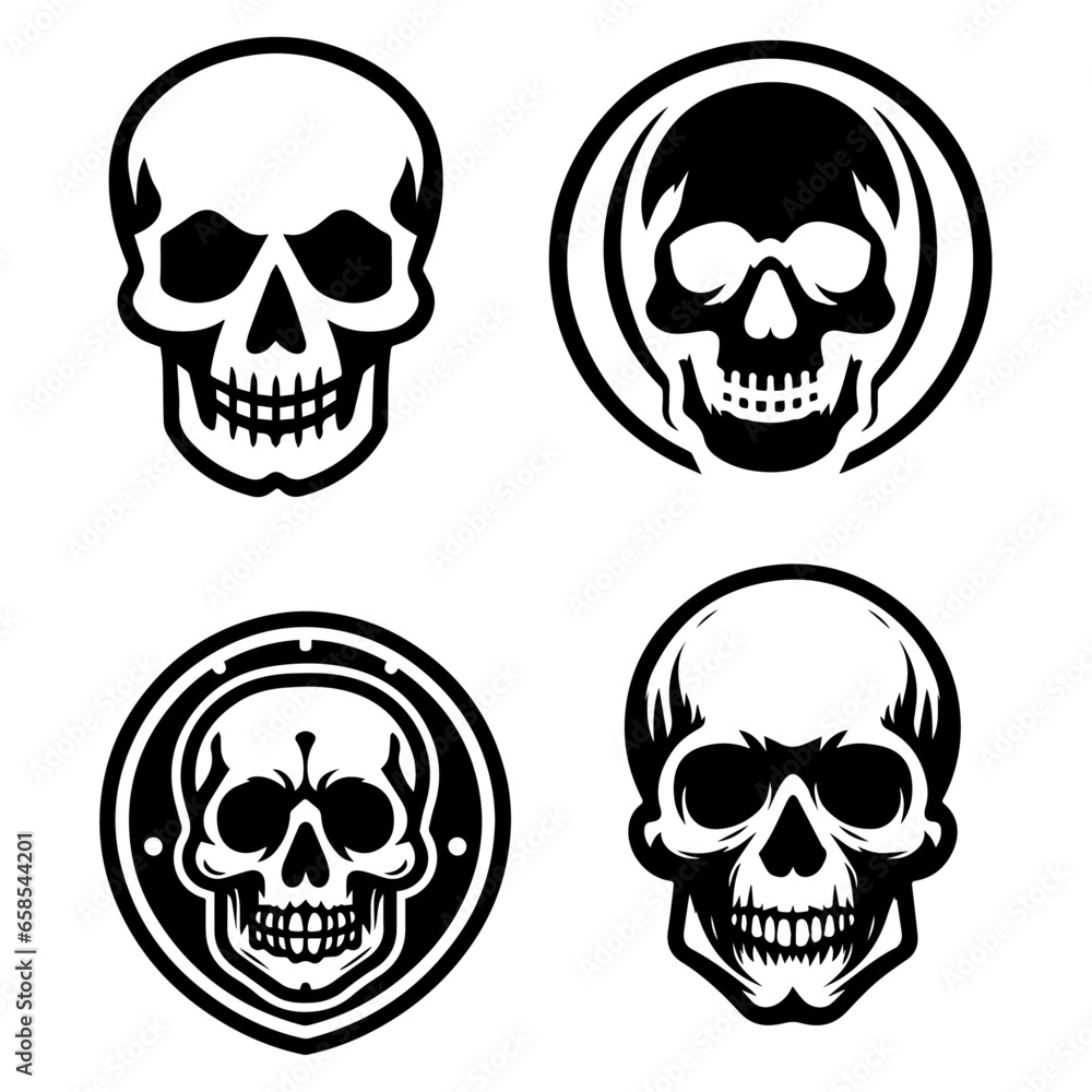 Fototapeta premium skull vector logo concept illustration flat black color