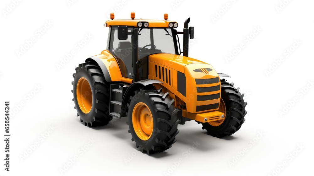 3d Illustration Simple Tractor in Isolated Background