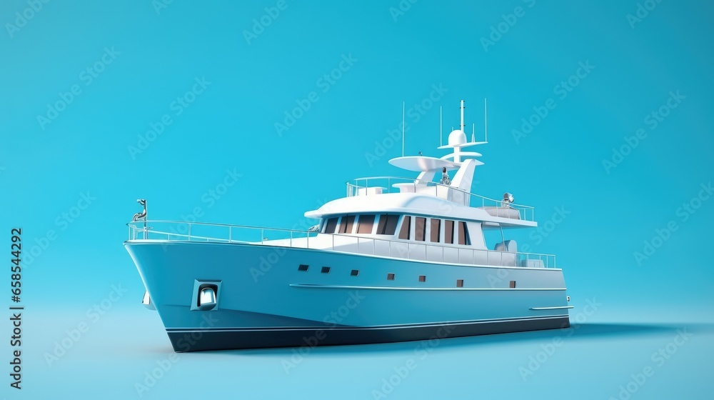 3d Illustration Simple Yatch in Isolated Background