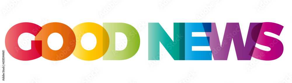 The word Good news. Vector banner with the text colored rainbow. - obrazy, fototapety, plakaty 