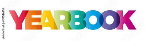 The word Yearbook. Vector banner with the text colored rainbow.