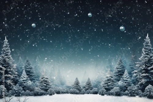 Illustration of a winter wonderland with snow-covered trees created with Generative AI technology © AI Visual Vault