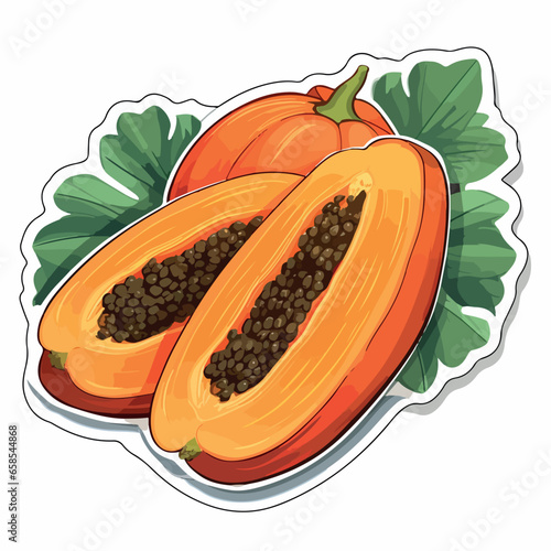 Papayas in cartoon, doodle style. 2d vector illustration in logo, icon style. AI Generative